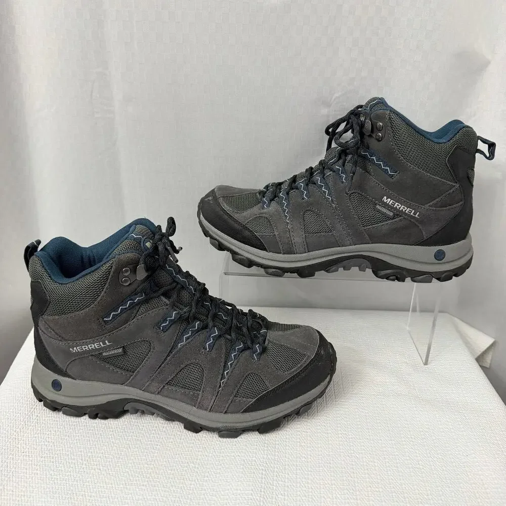 Merrell Boots Mens Size 9 Waterproof Hiking Castle Rock Dark Denim